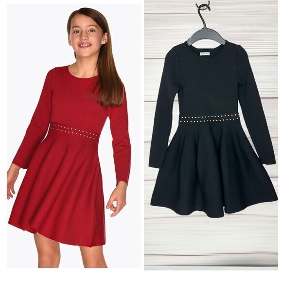 Mayoral Girl’s Sparkly Waist Dress Black Fit & Flare size 8 (128 cm)